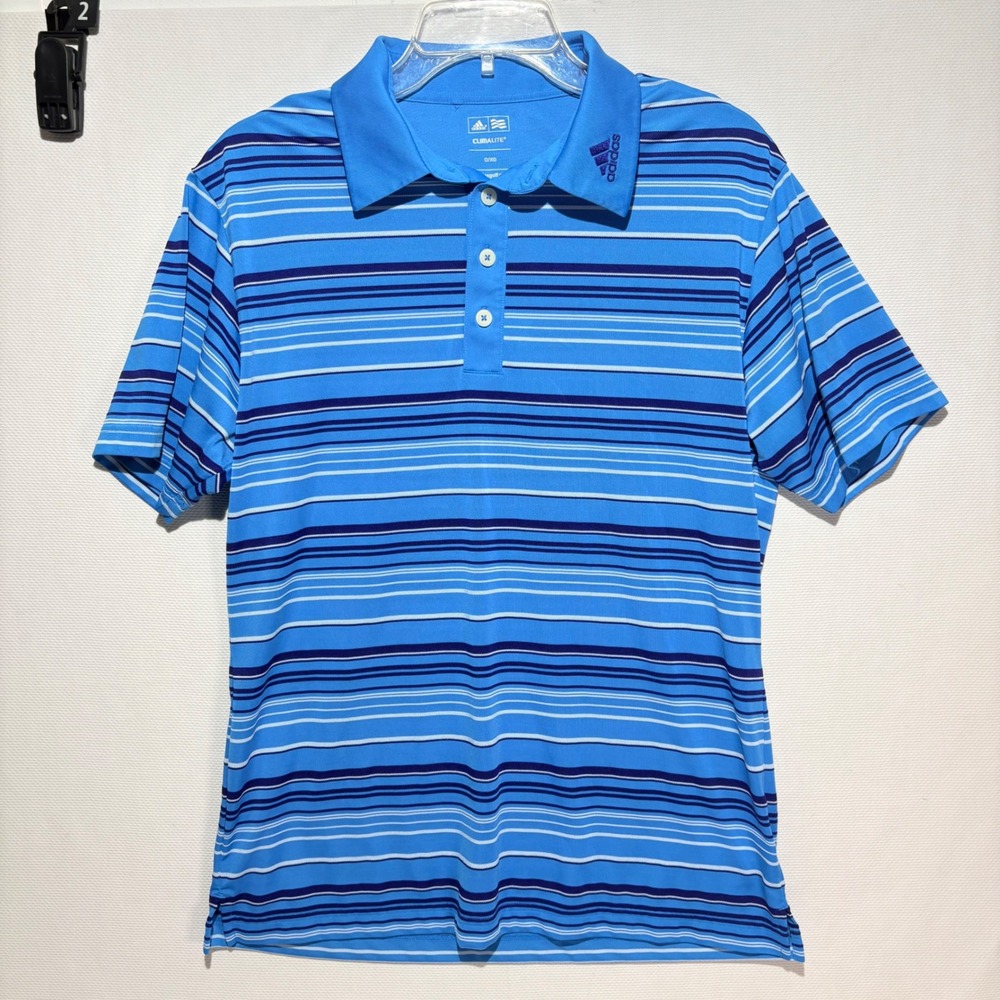 Adidas Golf Mens Climalite Blue Striped Short Sleeve Polo Shirt Size XL